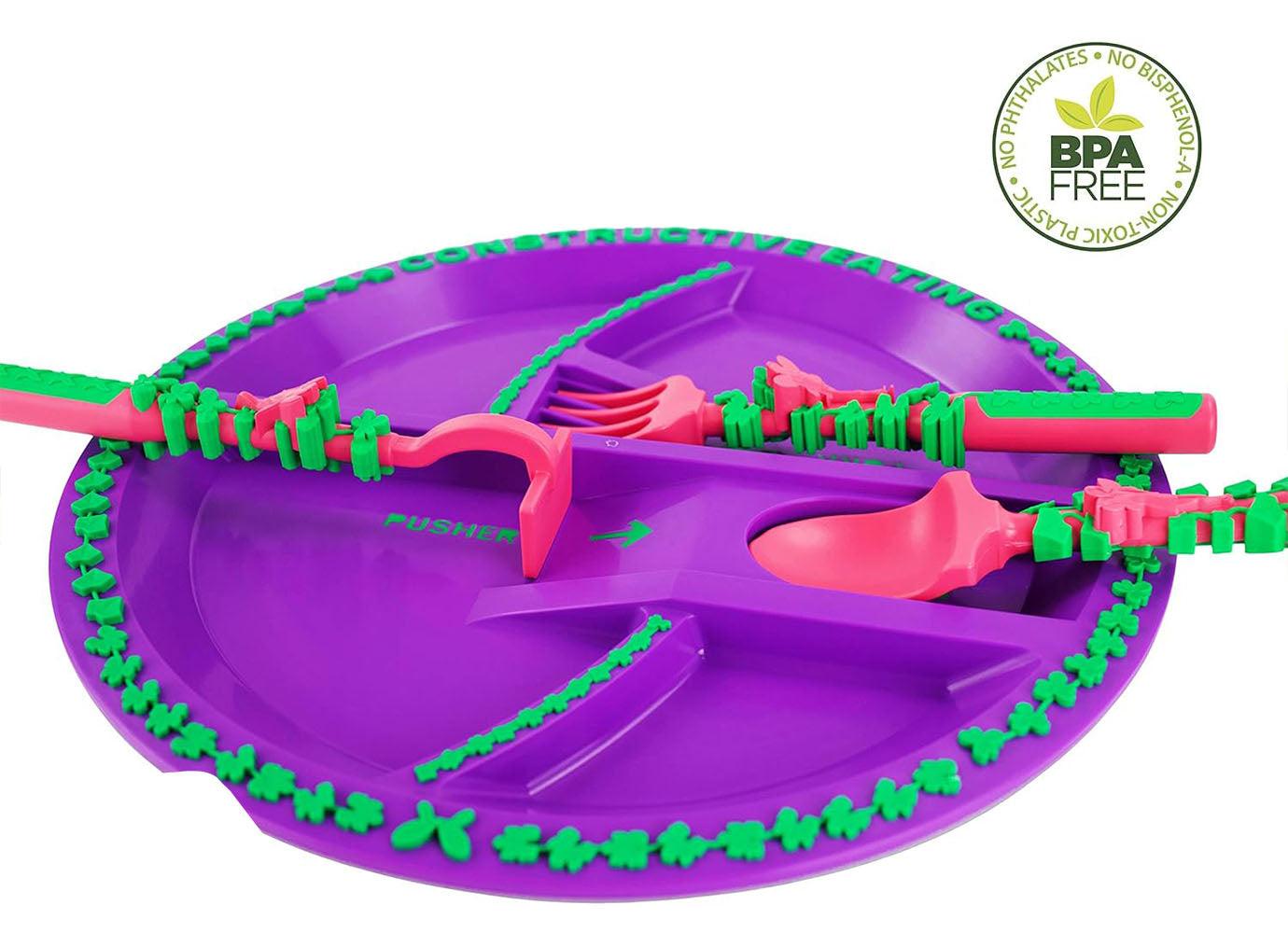 Constructive Eating Plate and Utensils Set