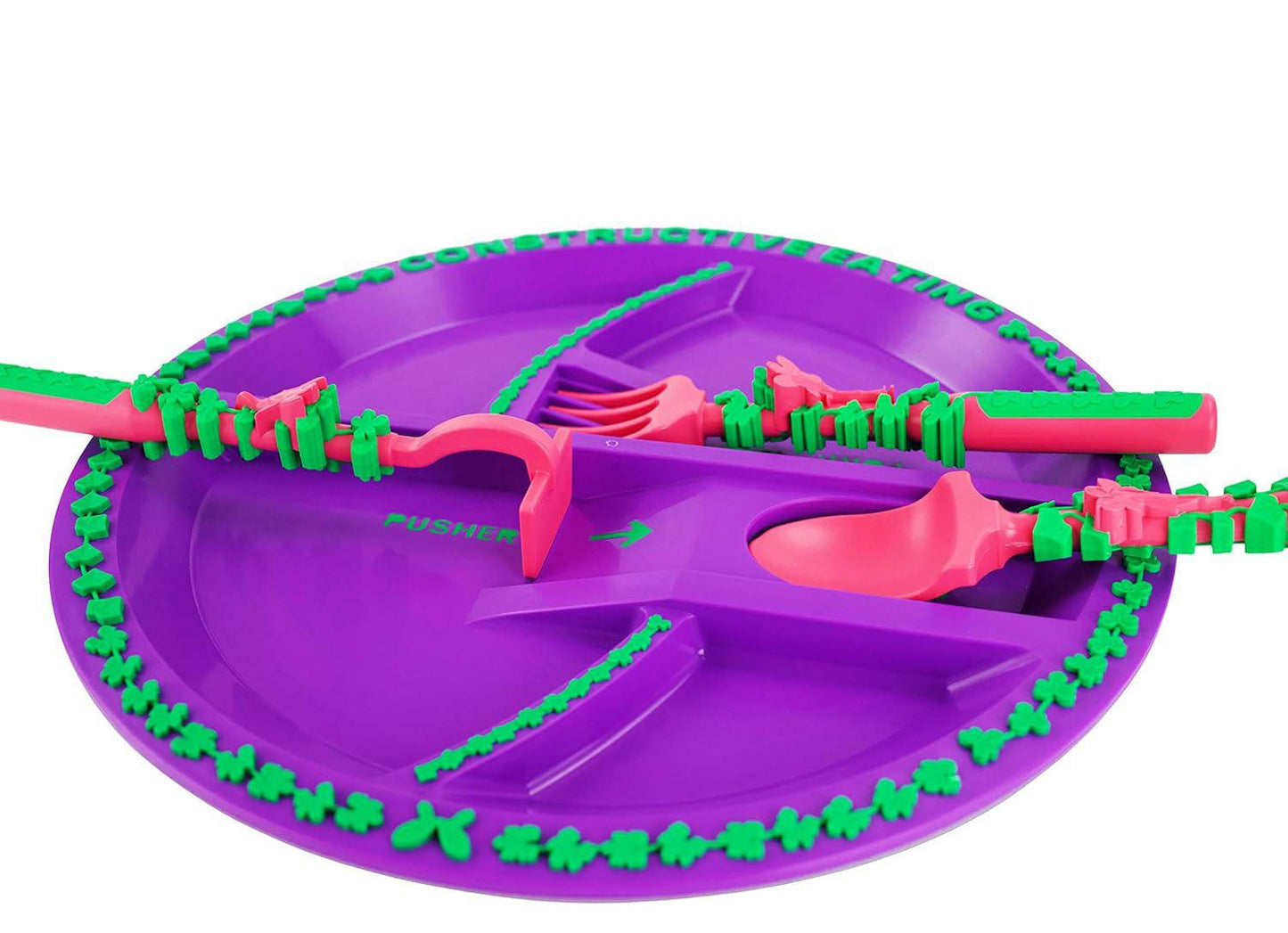 Constructive Eating Plate and Utensils Set