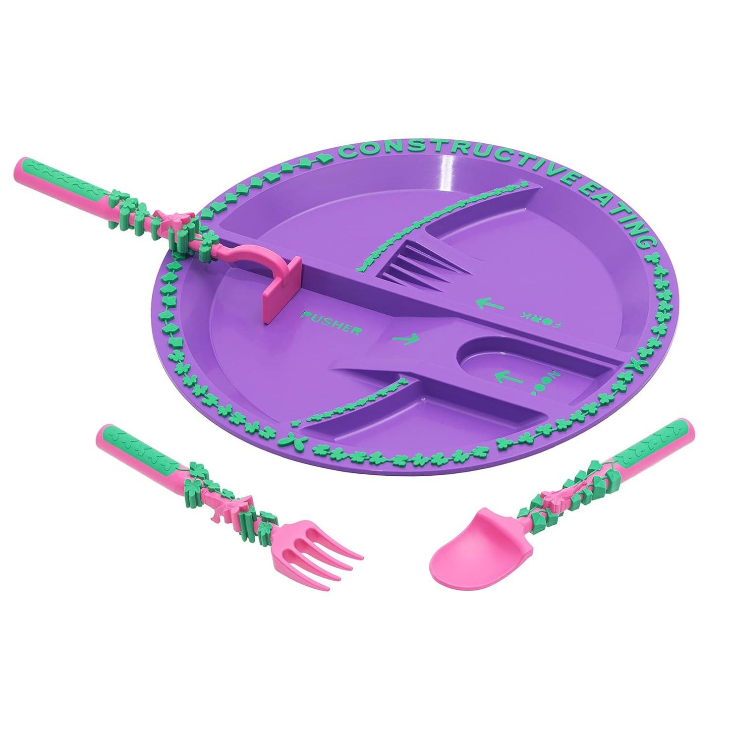 Constructive Eating Plate and Utensils Set