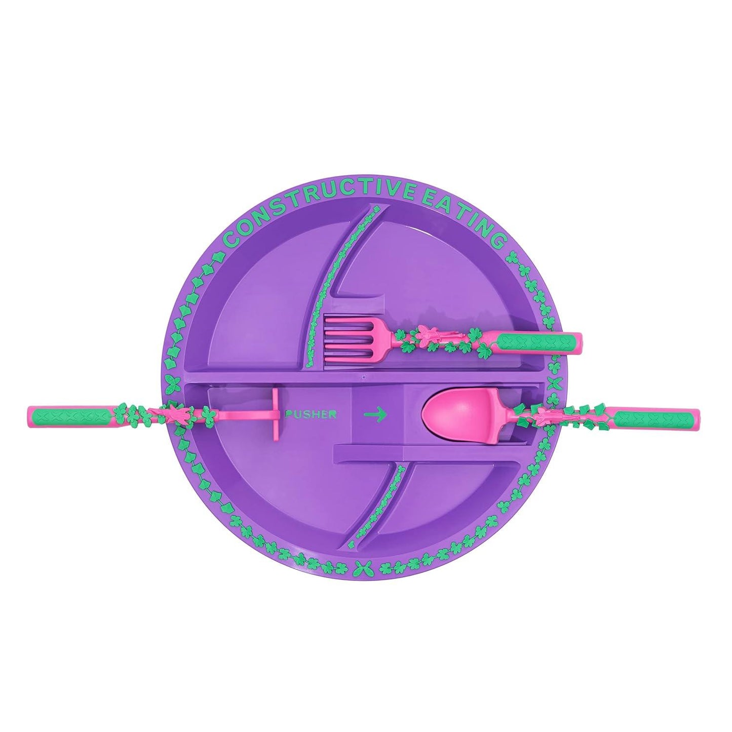 Constructive Eating Plate and Utensils Set