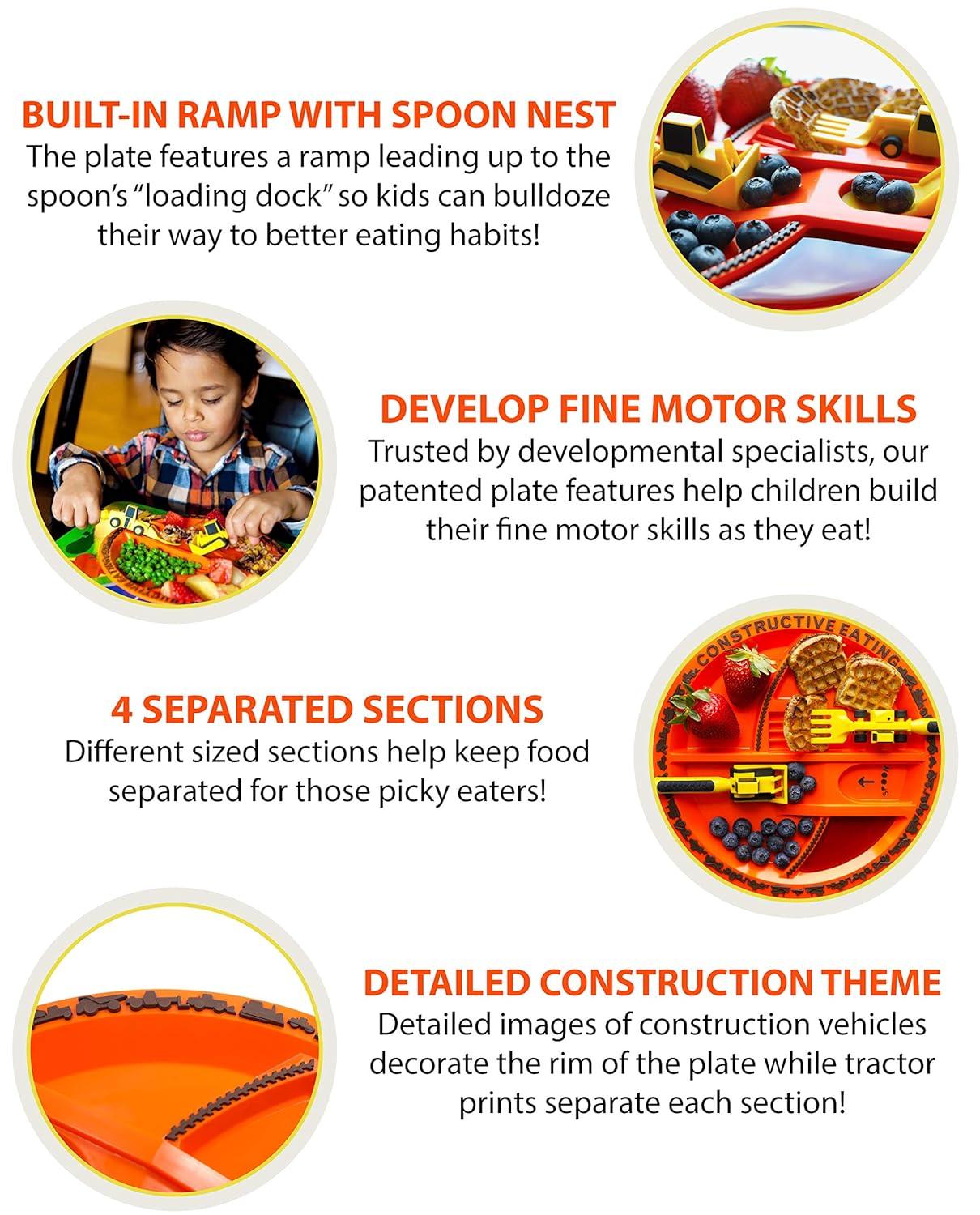 Constructive Eating Plate and Utensils Set